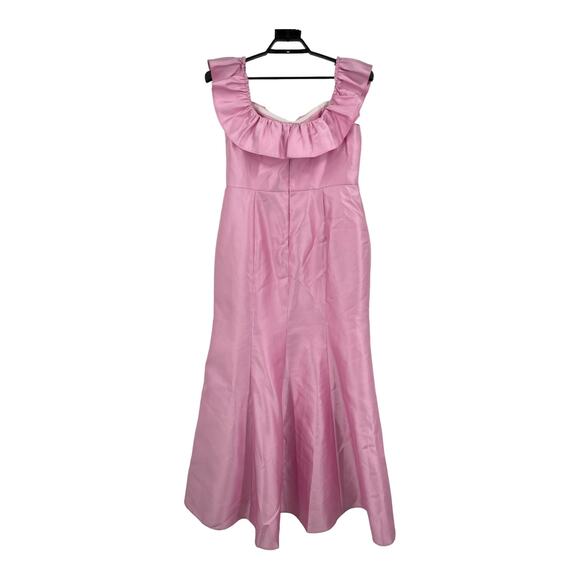 Alfred Sung dress D836 Off the Shoulder Ruffle Satin Trumpet Gown pink size 14 - Picture 5 of 8